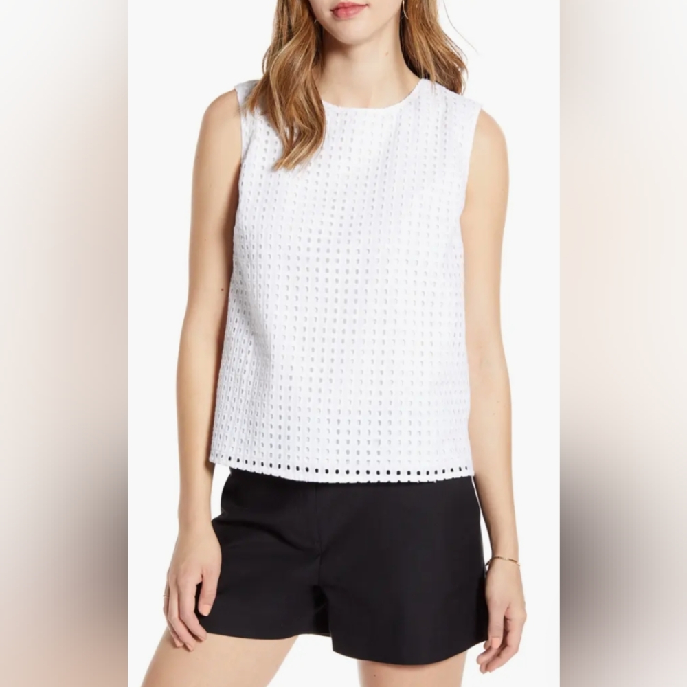 Nordstrom 1901 Sleeveless Cotton Eyelet Top